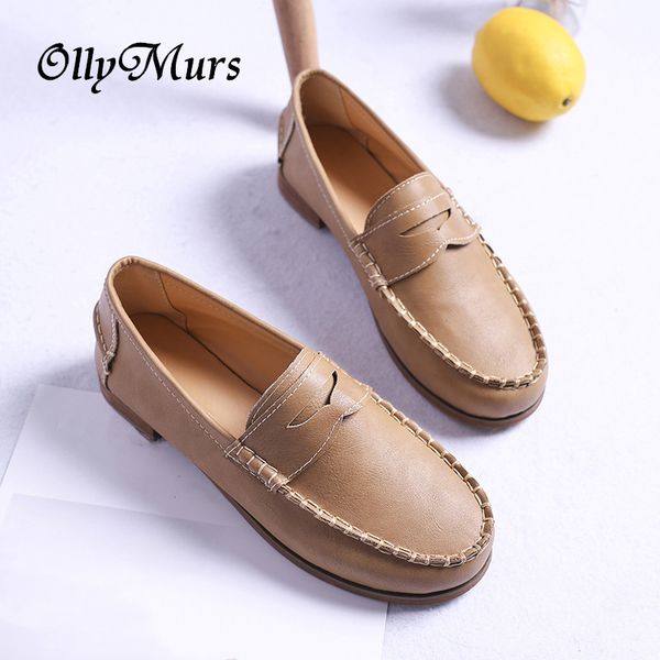 

ollymurs classic penny loafers for women slip on loafer casual shoes office work shoes outdoor walking footwear brown, Black
