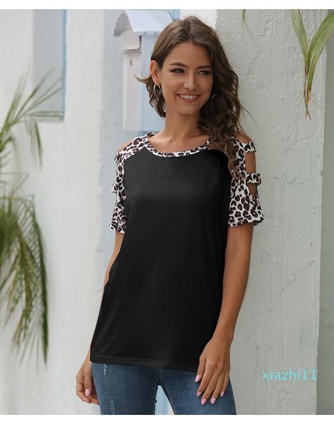 

designer leopard print hollow out female tees short sleeve womens tshirts summer thin relaxed ladies, White