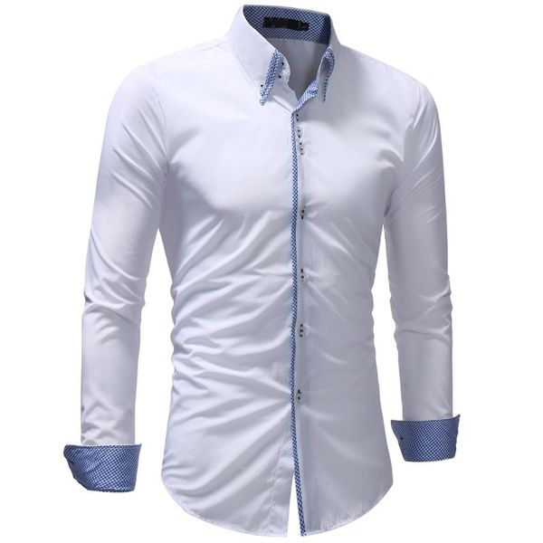 

new mens shirt 2020 brand male casual camisa masculina solid color business dress shirt long sleeve slim shirts size xxxl, White;black
