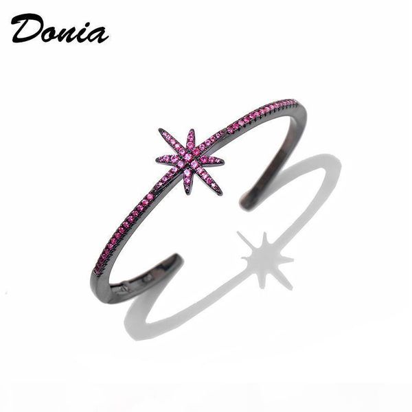 

donia jewelry luxury fashion exaggeration micro inlay color zircon adjustable bracelet personality geometric pattern party birthday gift, Black