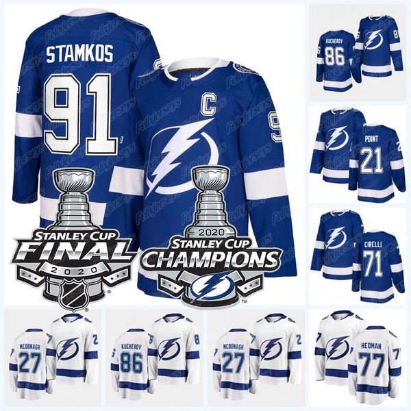 

steven stamkos 2020 stanley cup final champions victor tampa bay lightning nikita kucherov brayden point andrei vasilevskiy mcdonagh jersey, Black;red
