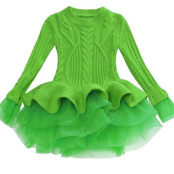 

girl's dresses korea lace knitted sweaters warm winter baby wear clothes girls clothing sets children dress child kids costume, Red;yellow