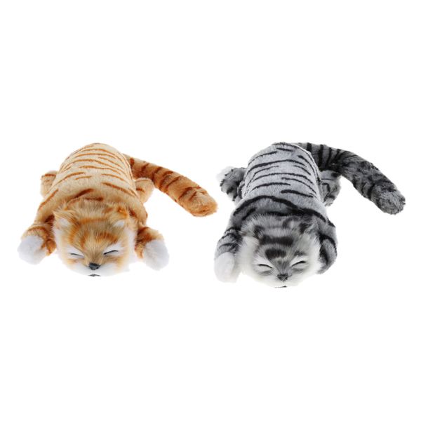 

2pcs electric naughty rolling cat plush animal model toy figure home decor