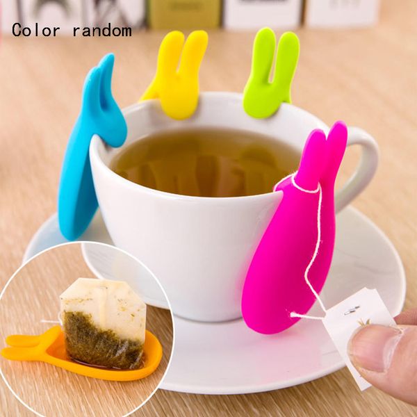 

silicone gel rabbit shape tea bag infuser holder random colors mug gift kitchen