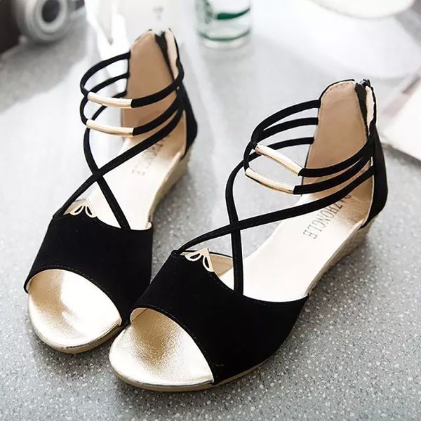

2020 summer sandals women high heels pumps fashion open toe fish head fashion platform high heels wedge sandals women shoes, Black