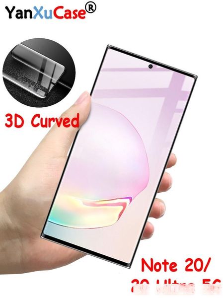 

3d curved full cover screen protector for samsung galaxy note20 full screen glass fingerprint unlock film for note20 ultra 5g dhl