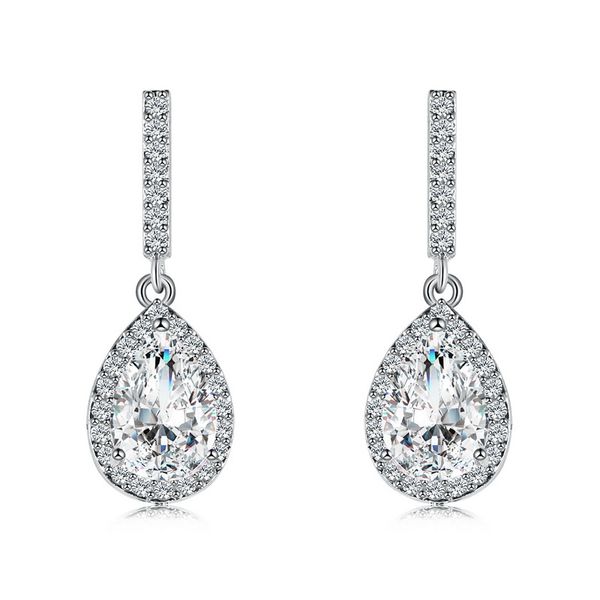 

weimanjingdian new arrival teardrop cubic zirconia cz crystal white gold color plated post earrings for women, Golden;silver