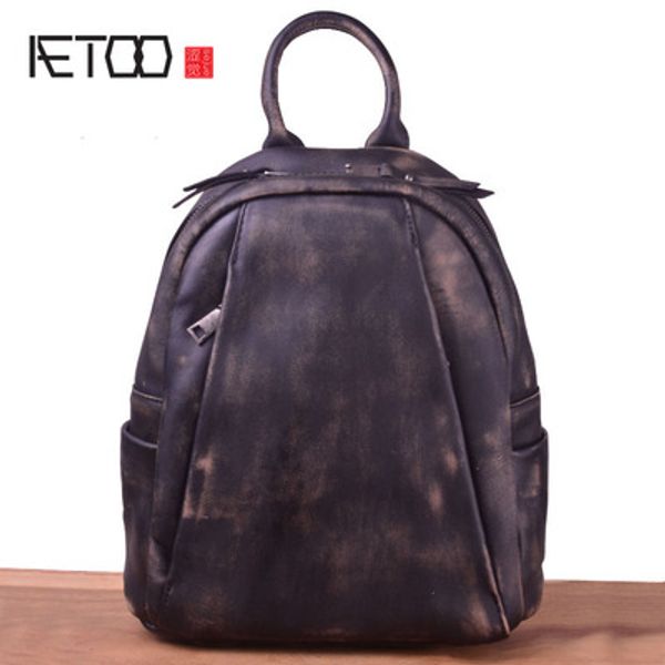 

aetoo vintage hand-colored women's bag, leather-covered hand-held practical backpack, personality shoulder bag