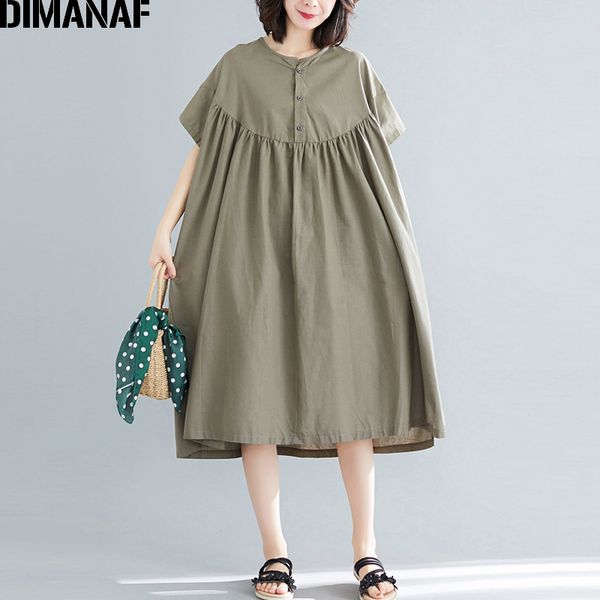 

dimanaf plus size women dress cotton vintage big size lady vestidos loose casual dress pleated spliced female clothing 2020 5xl, Black;gray