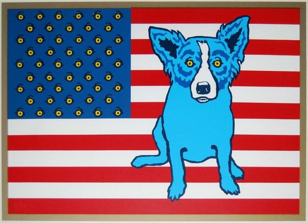 

george rodrigue blue dog red white and blues home decor handpainted &hd print oil painting on canvas wall art canvas pictures 6065