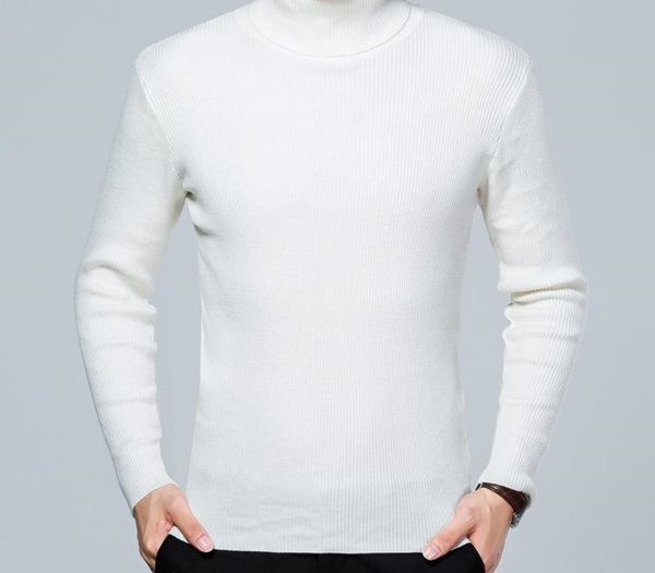 

mrmt 2020 new autumn and winter men's turtleneck sweater solid color wool long-sleeved sweater for male, White;black