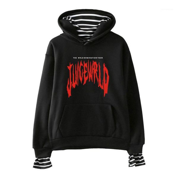 

two hip hop casual letter printed loose long sleeved hooded pullover sweatshirts fashion mens hoodies juice wrld mens hoodies designer fake, Black