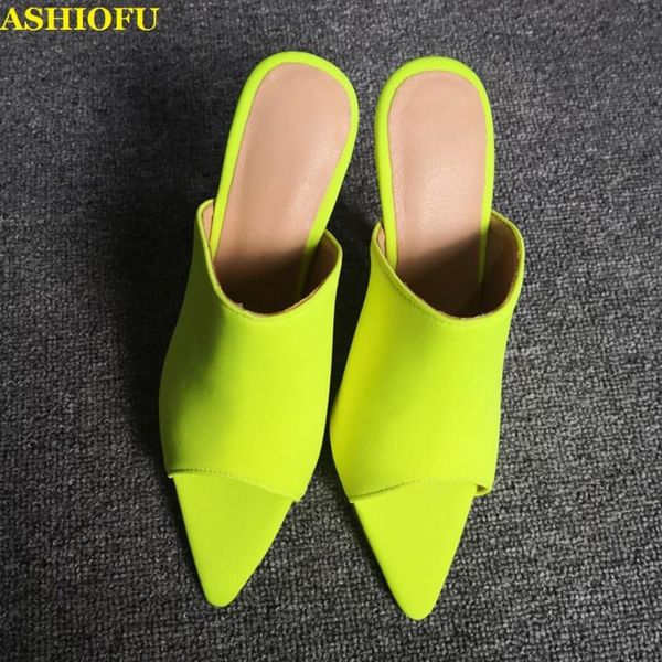 

ashiofu handmade ladies high heel slipper peep-toe party prom easy wear summer shoes outdoor evening fashion slipper shoes, Black