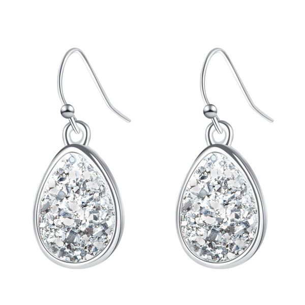 

2018 europe and america creative drop shape colorful crystal cluster drop earrings for women abstract jweelry personality present wholesale, Silver