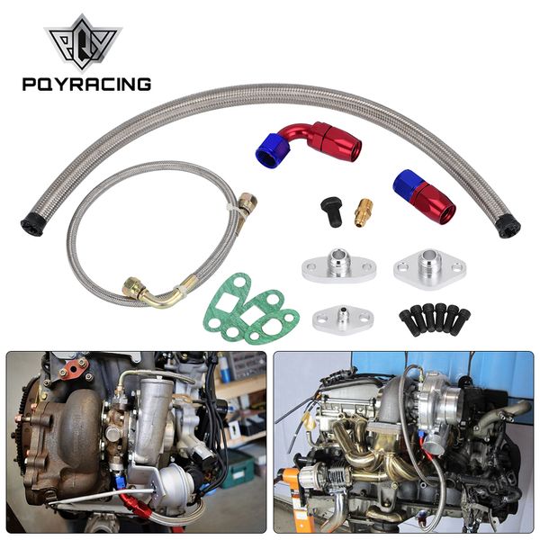 PQY - Турбокомпрессор Oil Подача Слив Return Line Kit 4AN 10AN Для Toyota Supra 1JZ / 2JZ 1JZGTE 2JZGTE PQY-TOL22