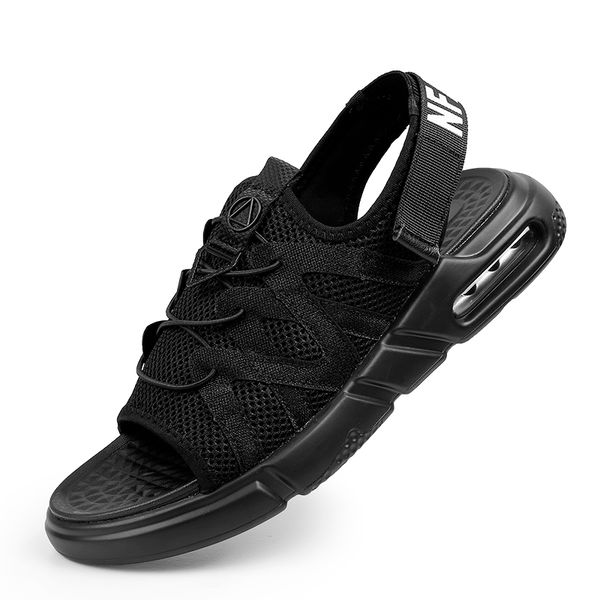 

sandals summer men beach mesh breathable man slippers shoes casual comfortable male black non-slip outdoor
