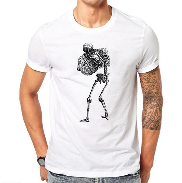 

100% cotton men t shirts fashion skeleton skull design short sleeve casual hipster skull printed t-shirt cool tee