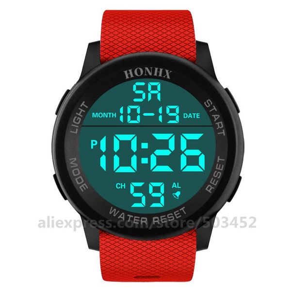

100pcs/lot waterproof watch honhx199340-176 chronograph calendar alarm digital watch tpu band led digital sports, Slivery;brown