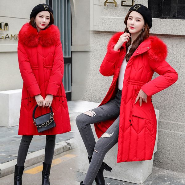 

women's down & parkas winter jacket women coat jackets for 2021 5xl plus size coats big faux fur collar cotton mujer lxr250, Black