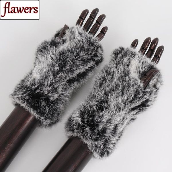 

lady natural fur gloves knitted warm real fur mittens russian women winter 100% genuine gloves, Blue;gray