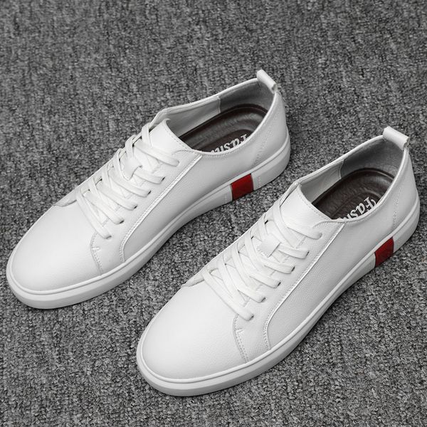 

men casual shoes big size 37-46 fashion leather shoes for men breathable men's flat microfiber leather sneakers *, Black