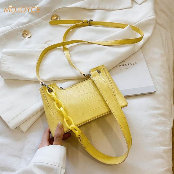 

popular simple female daily bag pure pu leather crossbody bag women chain small shoulder female underarm handbag