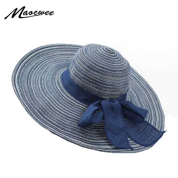 

wide brim hats 2021 fashion summer women's ladies' foldable large floppy beach hat sun straw cap for girl, Blue;gray
