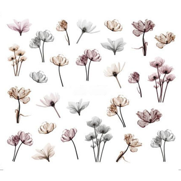 

1 sheet jewelry flower water decal sticker for nail pattern painting wrap paper foil tip tattoo manicure, Black