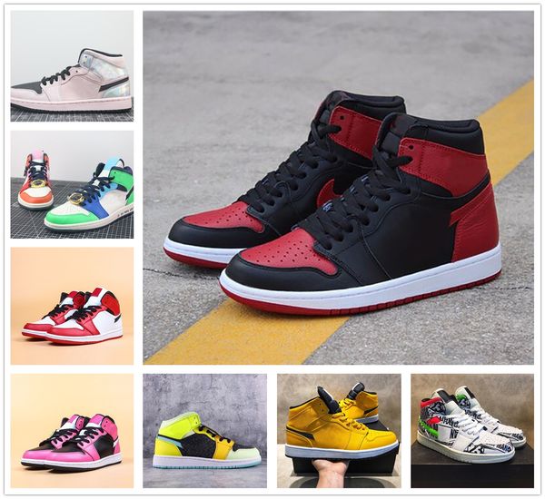 

jumpman 1 1s mid basketball shoes unc banned athletics sneakers running shoe for women chicago black toe pine green mens sports with box as2