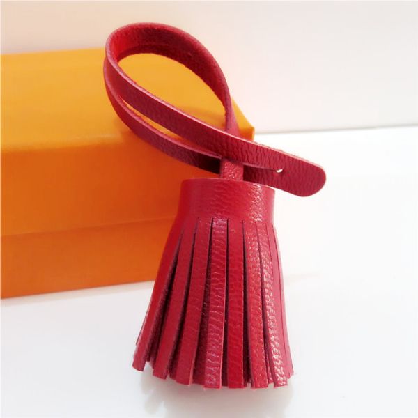 

luxury real lambskin leather key chains for handbag tassel bag charms purse keychain accessories decoration porte clef femme, Silver