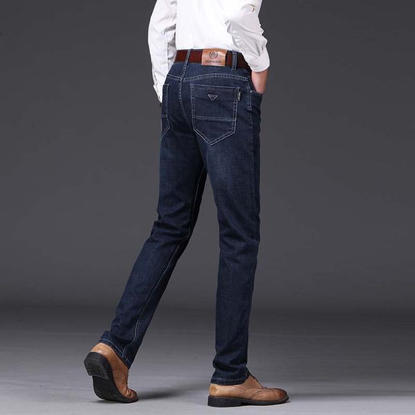 

big size 44 waistline elastic waist jeans autumn winter men's jeans men straight long trousers man male stretch denim bottoms, Blue