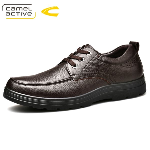 

camel active new fashion genuine leather shoes lace-up men formal shoes black brown oxfords casual dress footwear
