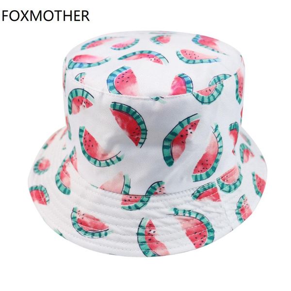 

ladies beach hat caps women new casquette foxmother fashion korean watermelon fruit sun bucket white gorras summer llnvi mycutebaby007, Black;white