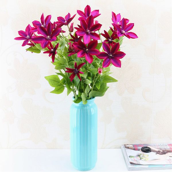 

3 forks artificial rose flowers silk flowers clematis floral latex real touch rose wedding bouquet home decor party