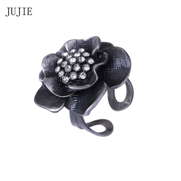 

jujie antique flower wedding rhinestone rings vintage jewelry, Golden;silver