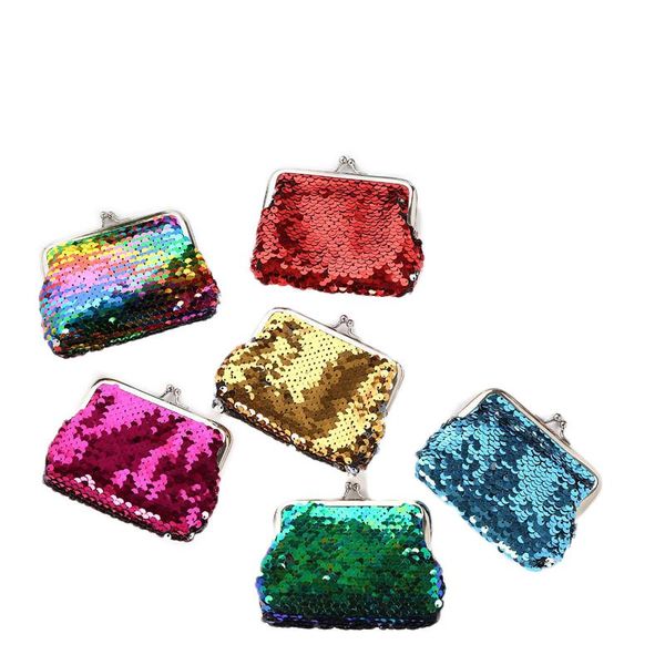 2020 di modo Dei Bambini Paillettes Portamonete Kid fibbia Borsa Della Moneta donna Paillettes Borsa 6 colori Portafoglio Auricolare cavo dati sacchetto di immagazzinaggio