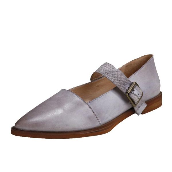 

yourseason women genuine leather flats 2020 spring fall shallow casual retro concise ladies buckle strap party shoes pointed toe, Black