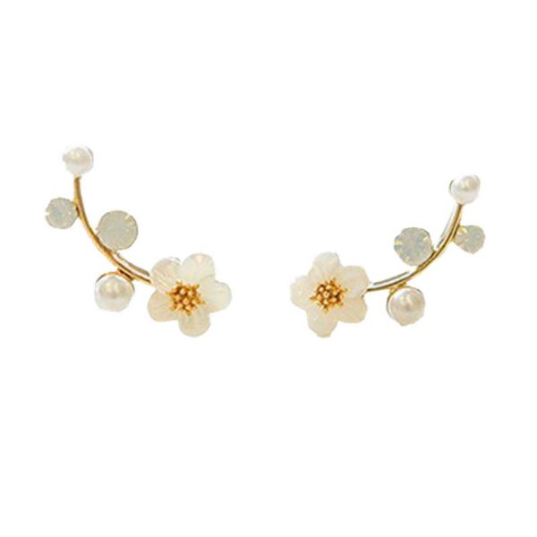 

korean shell flower pearl earrings simple branch earrings wholesale, Silver