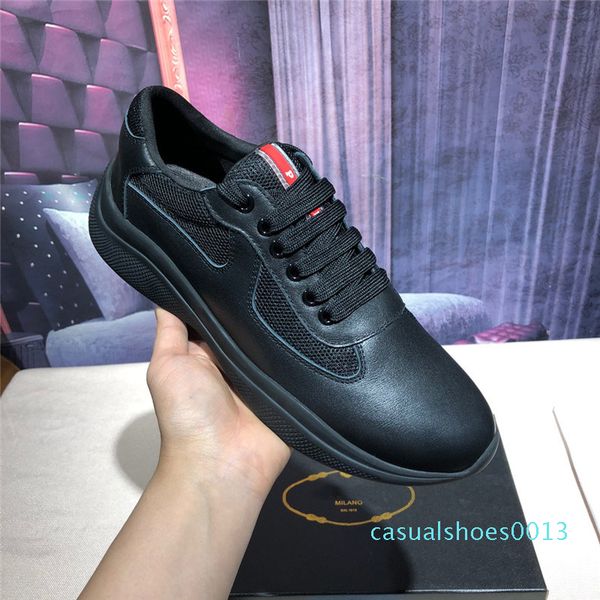 

2020 men's fashion casual shoes american cup designer sneakers patent leather and nylon luxury sneakers men's shoes c13, Black