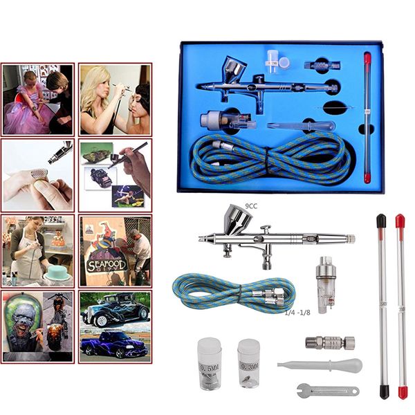 

professional airbrush kit with 0.3 /0.2 /0.5mm needles dual action airbrush paint air kit spray gun set for nail art air brush