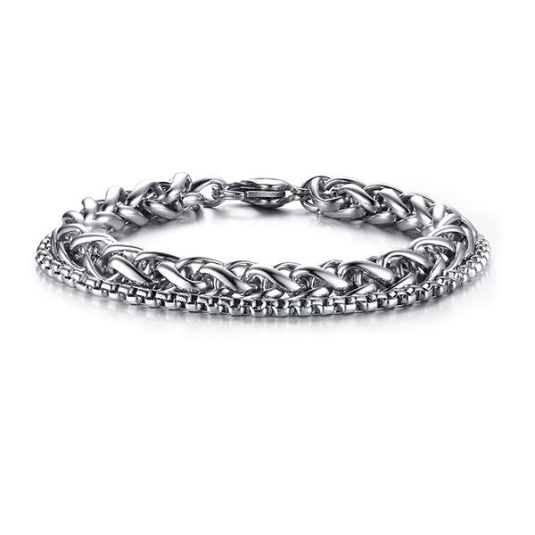 

link, chain designer western fashion jewelry double charm bangle male bracelets for men, Black