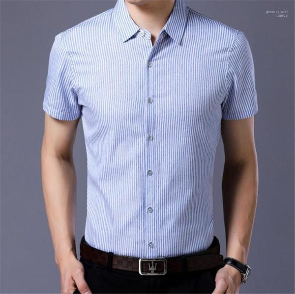 

down collar short sleeve mens shirts summer skinny with single breasted designer striped mens casual shirts turn, White;black