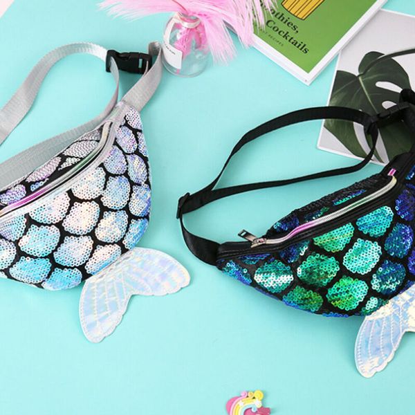 

bags for women 14x28cm women child fish tail one shoulder diagonal waist fanny pack belt bag chest pouch hip bum bag small purse