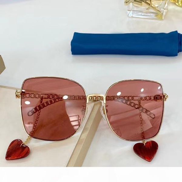 

gold pink ovesize sunglasses 0721 with pendants des lunettes de soleil women luxury designer sunglasses shades new with box, White;black