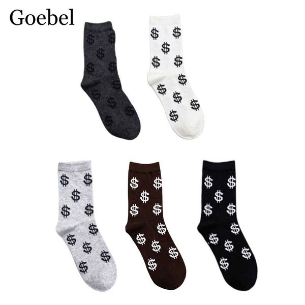 

3pairs/lot=6pieces autumn men fashion socks creative dollar tube socks man casual cotton male high quality, Black