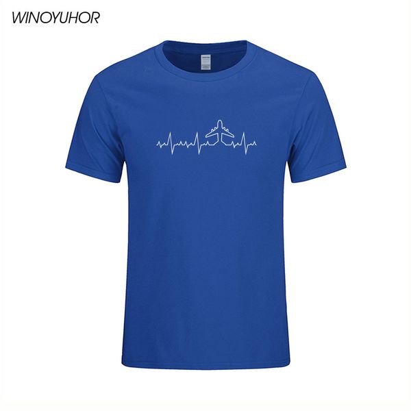 

heartbeat plane pilot funny print t shirt men short sleeve cotton plane driver t-shirts mens clothing camisetas