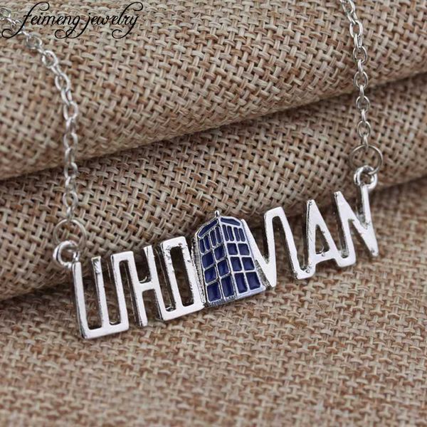 

dr who necklace dr mysterious tardis vintage blue box silvery pendant necklace for women men fashion jewelry gifts, Silver