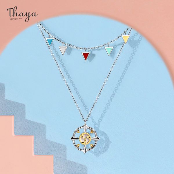 

thaya original design 925 sterling silver colorful flags double chain necklace city series designer fine jewelry for female gift
