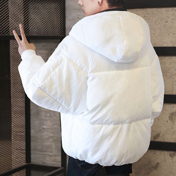 

men's down & parkas 2021 winter korean version of the bread service trend short solid color hooded loose casual cotton clothing, Black