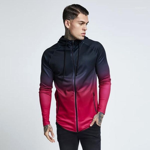 

рукав homme одежда мода zipper повседневная одежда мужская градиент цвета hoodie mens конструктора кардиган с капюшоном hoddies с карманы lo, Black